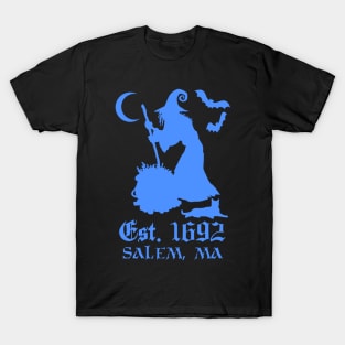 Salem Massachusetts Est. 1692 - Halloween Witch (BLUE) T-Shirt